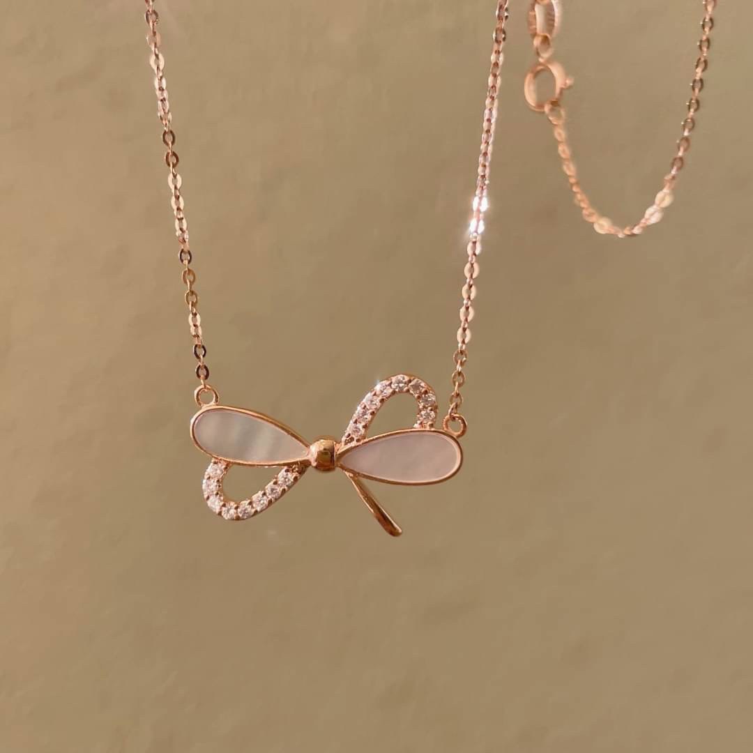 預購-925純銀 玫瑰金造型 貝母精緻時尚項鍊